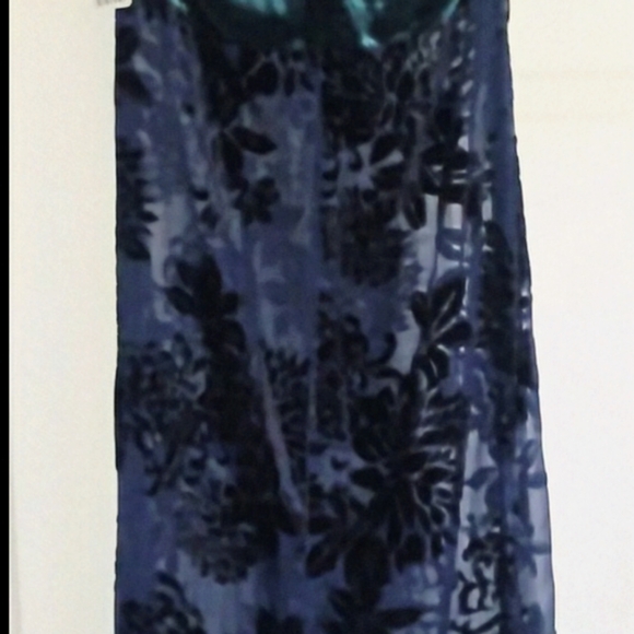 Free People Intimately emerald&navy velour trim maxi slip xs - Picture 5 of 13